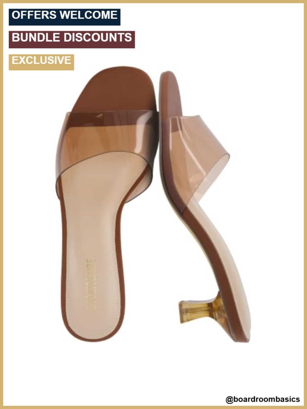 Clear Kitten Heel Slip-On Open Toe Dress Sandals Cushioned